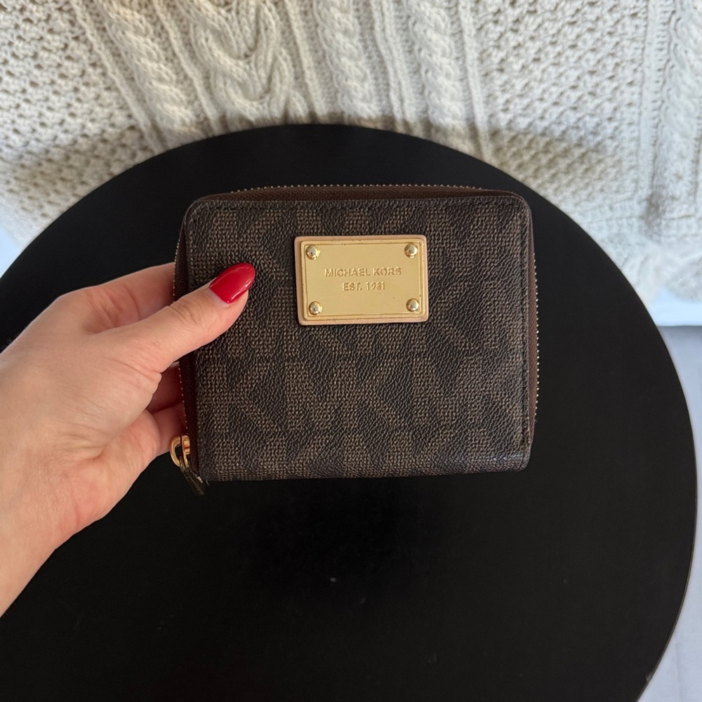 Michael Kors Dark Brown Wallet with Gold Accents